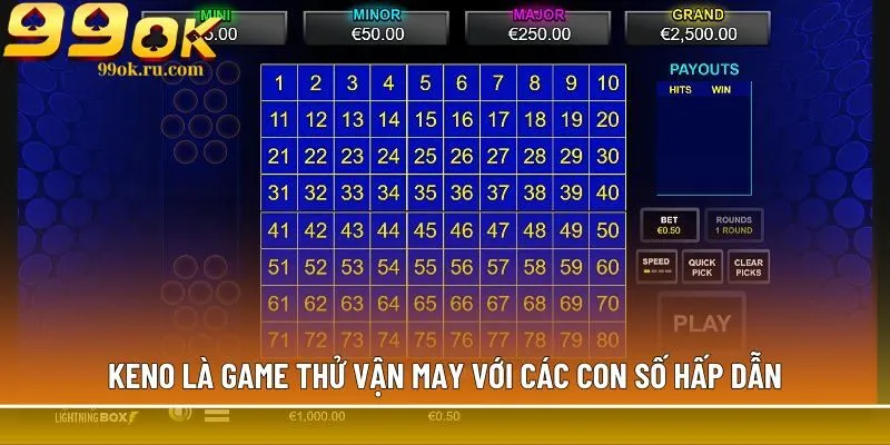 Keno là game thử vận may với các con số hấp dẫn